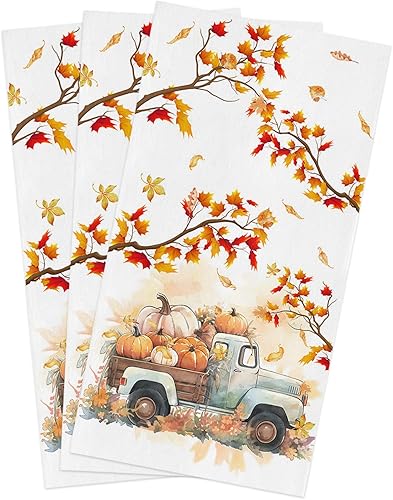 Miniatura 22 de Toallas de cocina de cosecha, decoración de granja de Acción de Gracias con camión, hoja de arce, toalla de cocina de Acción de Gracias, paños