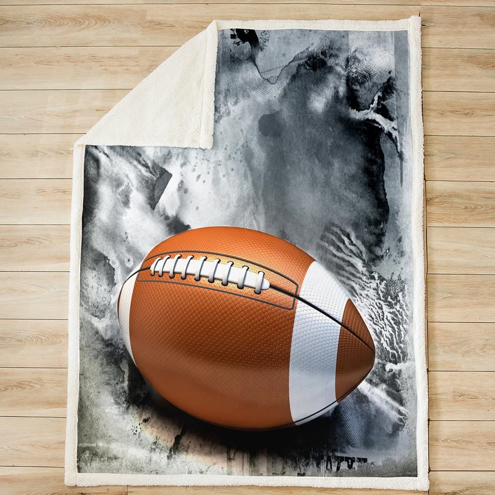 Coperta da calcio americano a tema sportivo, in pile, idea regalo per gli amanti del calcio, coperta in peluche, per bambini, ragazzi, ragazze, 200 x 200 cm, per divano letto