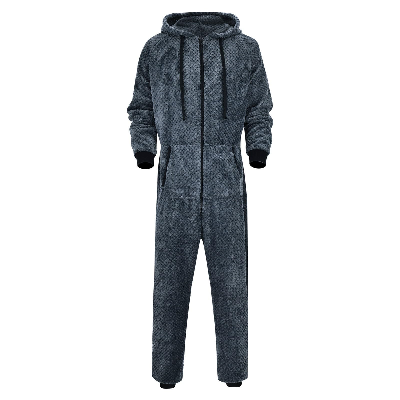 Pigiama da uomo lungo in pile Teddy Jumpsuit soffice Teddy Fleece intero Pigiama One Piece Tuta da casa Calda tuta in peluche regalo per uomini e ragazzi