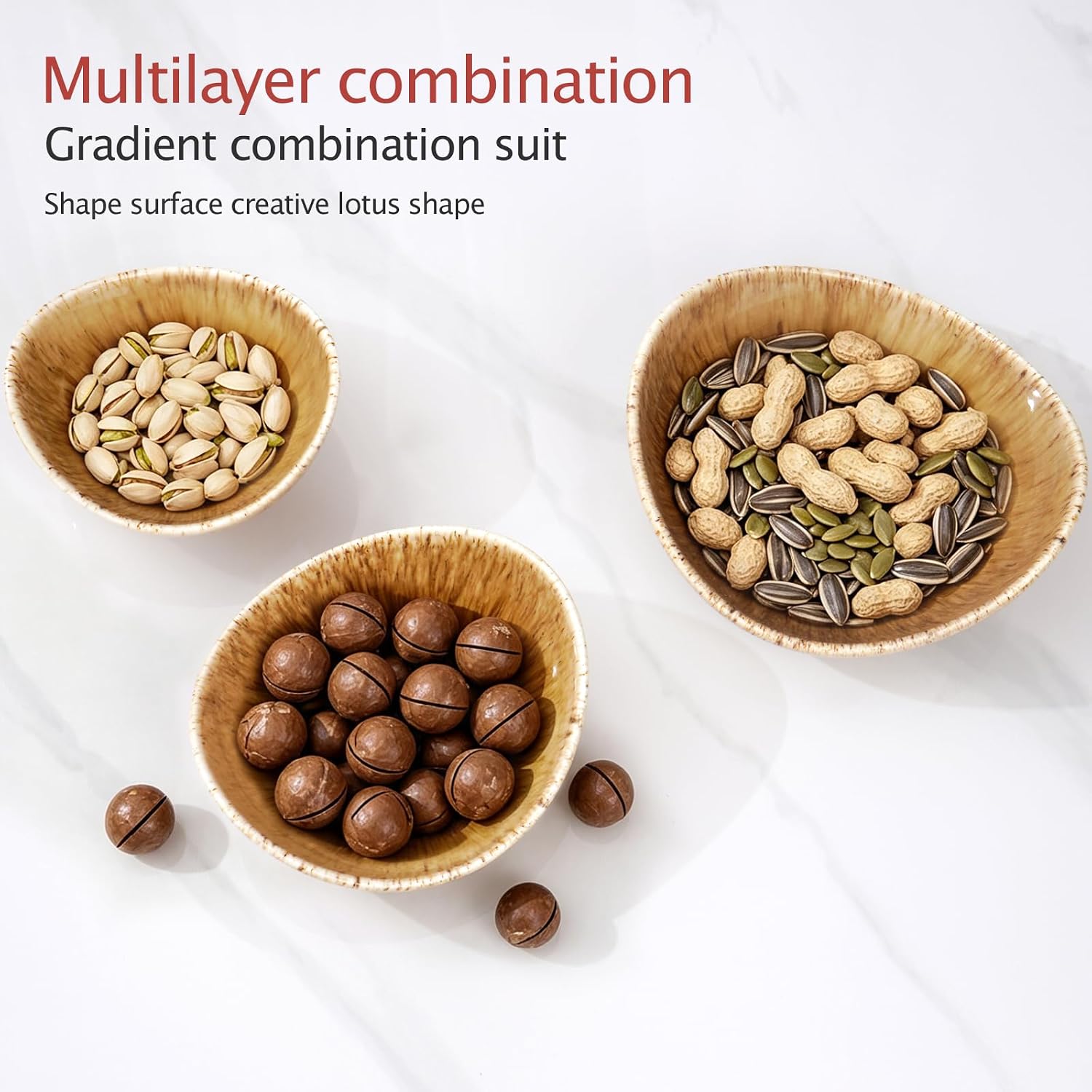 Notakia 5Pcs Ceramic Salad Bowls Set Lotus Shaped Porcelain Serving Bowls