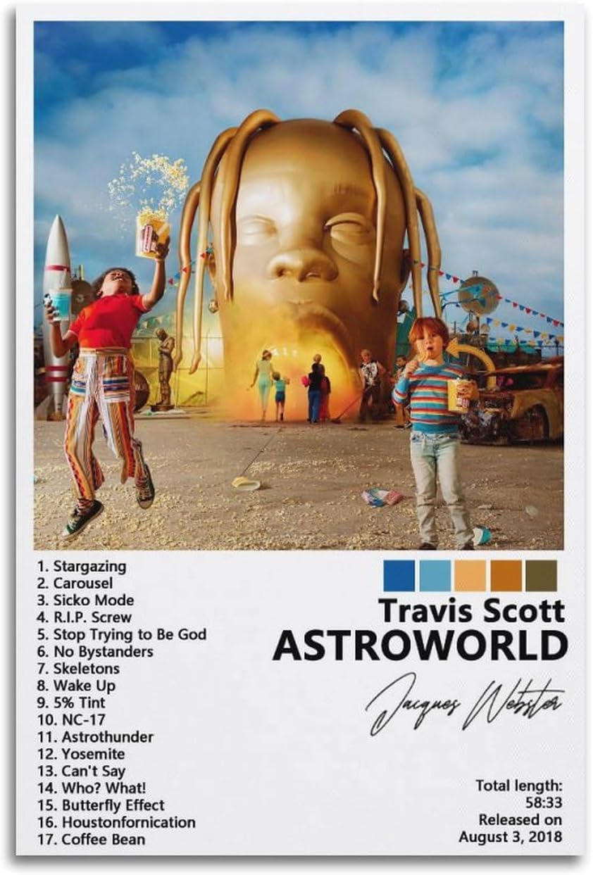 Travis Scott Album Cover Poster for Bedroom Wall Art - 12x18inch (30x45cm), Unframed