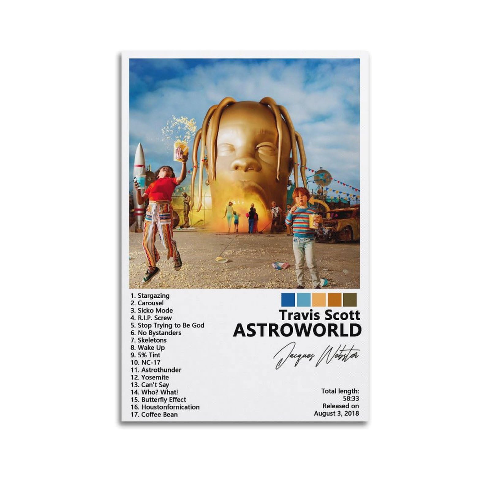 AYUBQ Travis Scott Album Cover Poster for Bedroom Wall Art - 12x18inch (30x45cm), Unframed