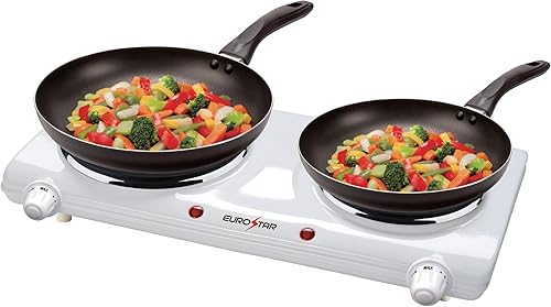 Miniatura 5 de Eurostar es212bk quemador doble con placas de plana de hierro fundido