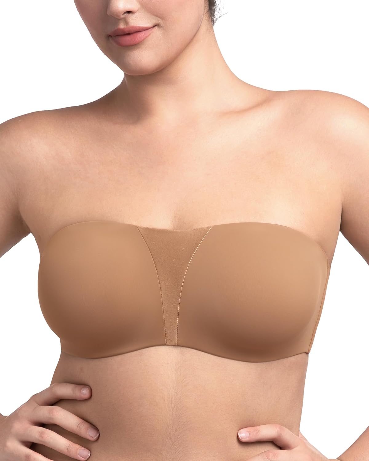 HSIA Strapless Bra for Big Bust Women, Plus Size Full Coverage Bandeau Fiery Bra Anti-Slip Underwire Support for Large Breast
