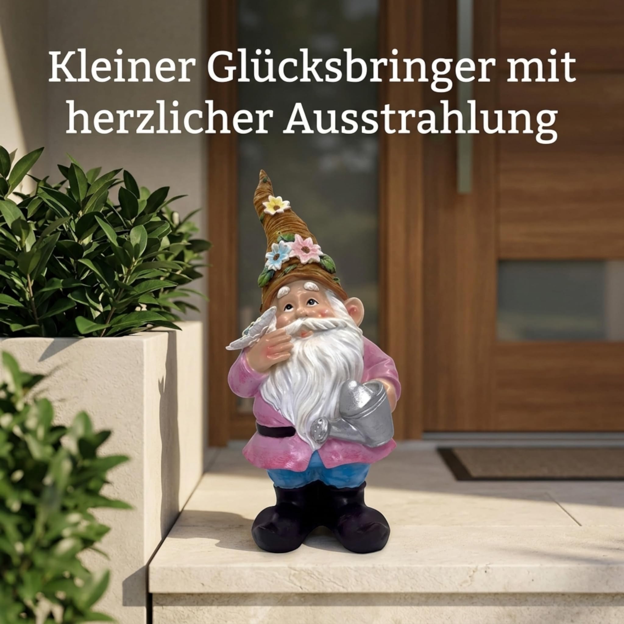 MIJOMA GNOME Dwarf - Nano da giardino, decorazione da giardino, gnomo, gnomo, decorazione per il giardino, decorazione per la casa, per il balcone (giacca rosa, 27 cm)