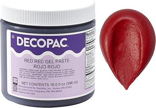 DecoPac Colorante alimentario  Pasta hecha en Estados Unidos con colores intensos, colorante alimentario (rojo) 16oz colorante alimentario rojo para