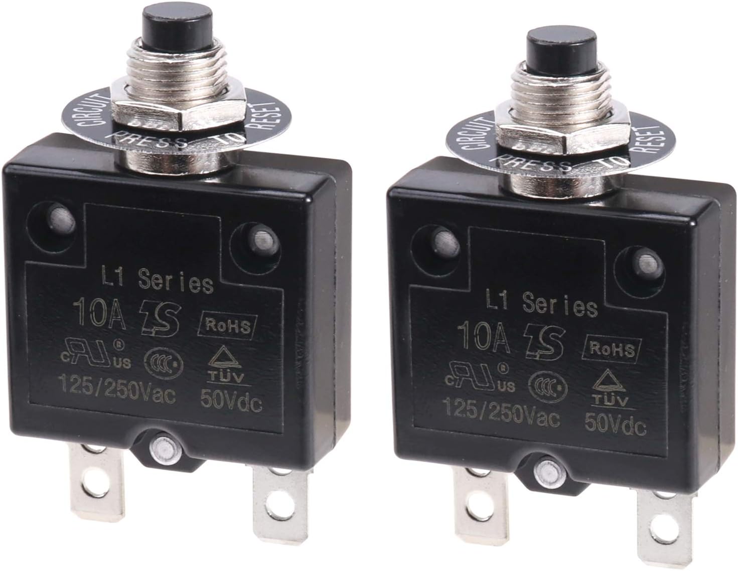 RKURCK Thermal Circuit Breaker 20 Amps, Thermal Overload Protector L1 Series 125-250V AC 50V DC Push Button Manual Reset Circuit Breaker 20A 2 Pcs : Tools & Home Improvement