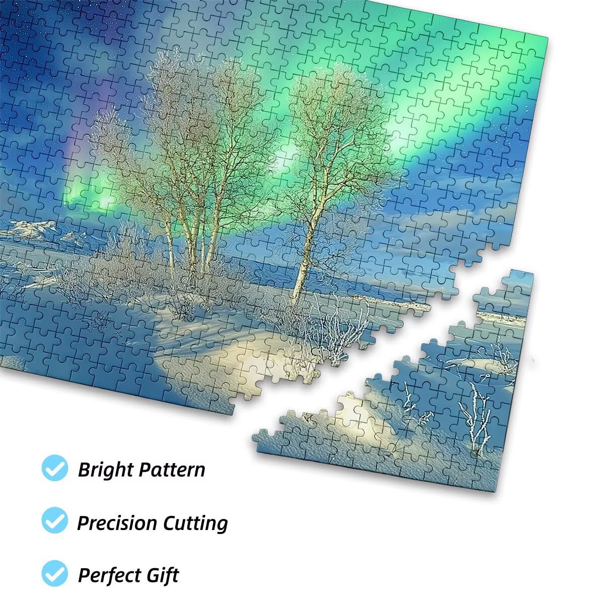 Puzzle 5000 sztuk Zima Puzzle Aurora Wymiary 156 x 105 cm Puzzle dla Dorosłych Kreatywna Rozrywka, Śmieszne Klasyczne Puzzle Zabawki Edukacyjne Oryginalne Prezenty Dla Kobiet I-51