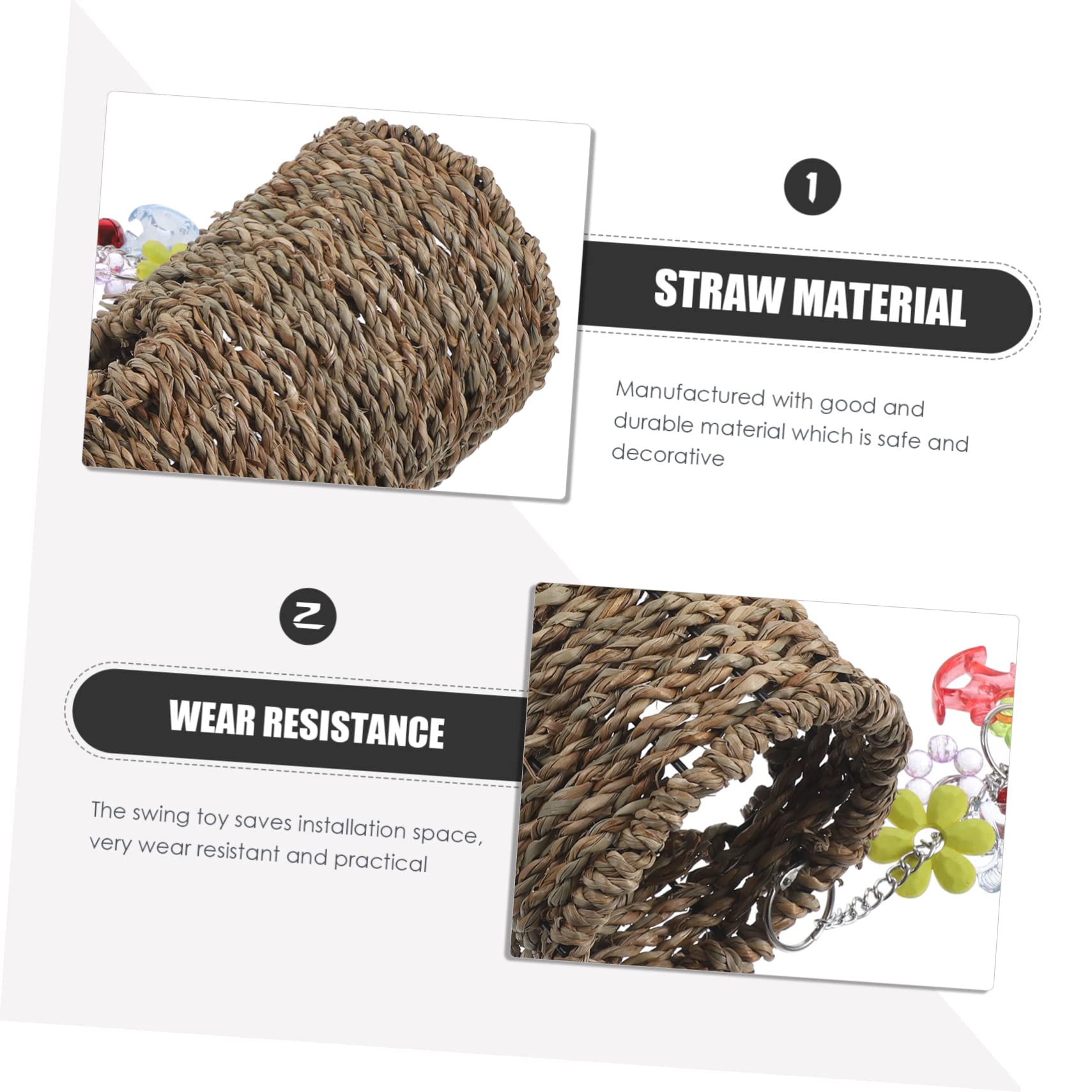 GALPADA 1Set Household Parrot Swing Durable Bird Hammock Decor for Parrots Lovebirds and Pets Creative Straw Design for Cage Play and Relaxation