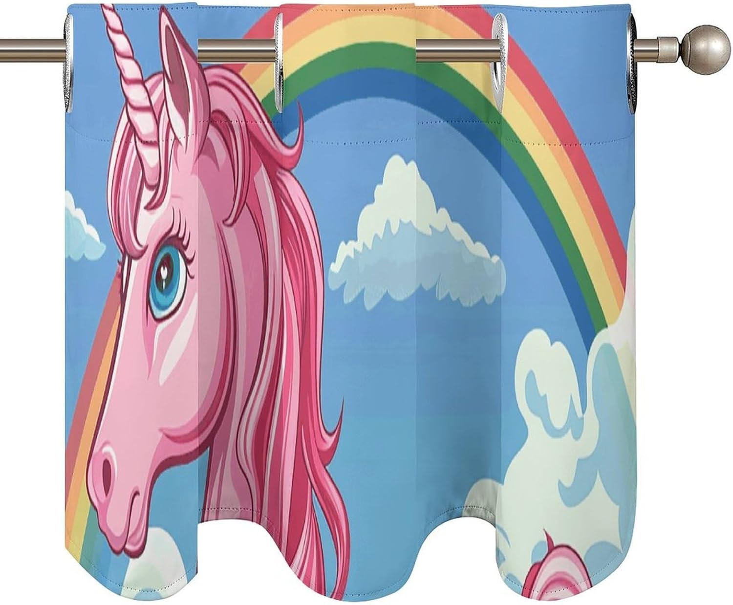 Magic Horse Pattern Valance for Windows, 2 Pack Kitchen Curtains Modern Home Decor, Soft Blackout Window Curtains for Living Room & Bedroom, 18 X 52 Inch