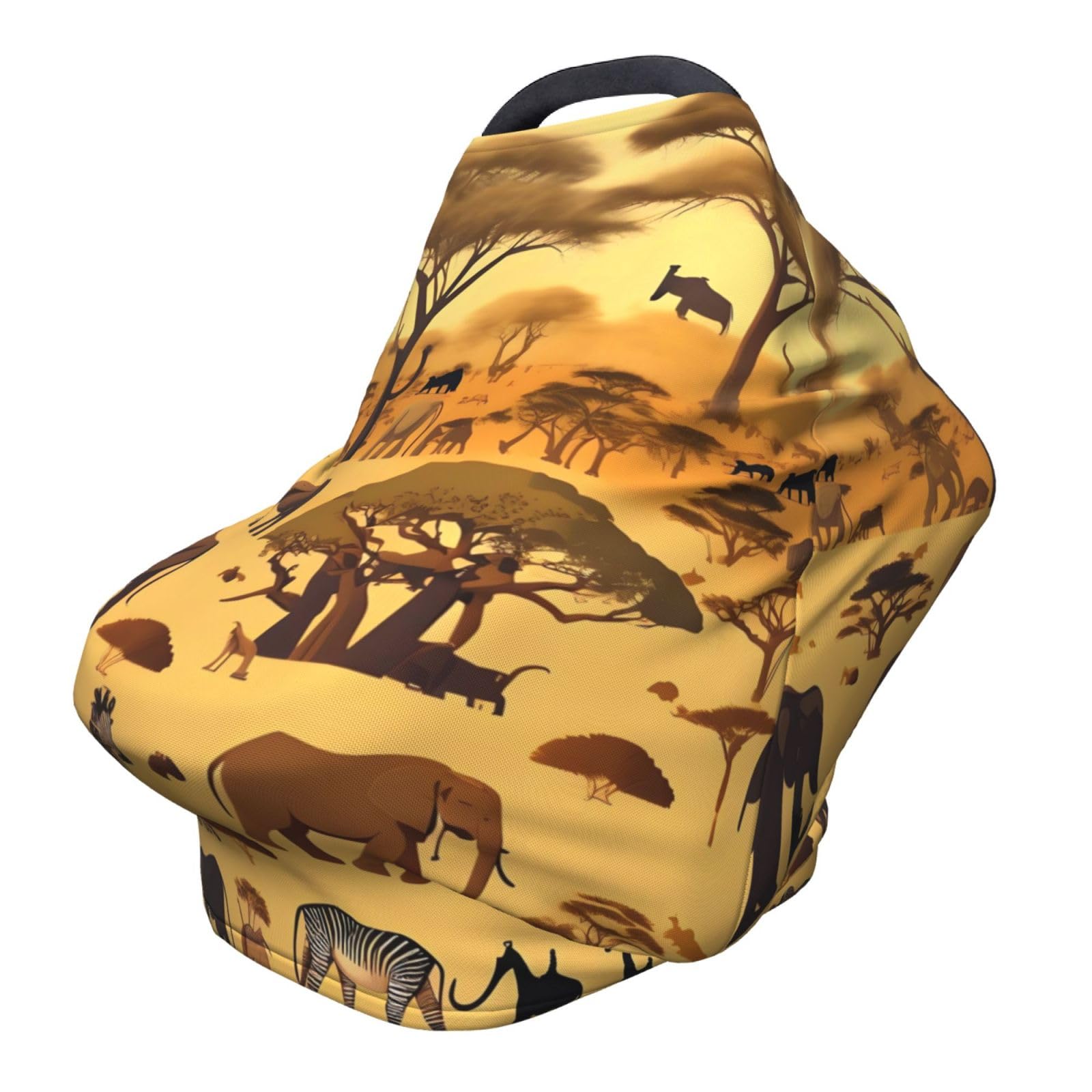 XZDHYZ African grassland animals Versatile full-print Stroller Chair Cover/Nursing Cover, specially designed for your baby, Black