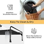 Veehoo Elevated Raised Dog Bed, Outdoor Dog Cot Bed for XL Large Dogs, Three-Sided Fence Raised Pet Cot with Mesh & No-Slip Feet Dog Hammock Bed with Removable Bolster, 104 * 69 cm Black