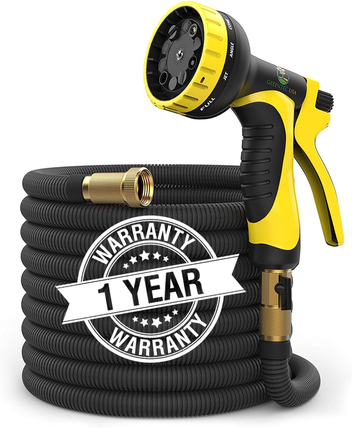 100 ft Hose - Expandable Garden Hose - Heavy Duty Flexible Hose - Water Hose with 9-Pattern Spray Nozzle and Hose Storage Bag (3-Piece Set). Kink and Tangle-Free Lawn and Plant Watering System