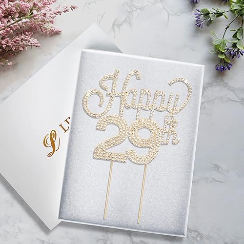 Miniatura 50 de LINGTEER Decoración de pastel de diamantes de imitación dorados para cumpleaños número 15 – Cheers to 15th Birthday Quince años de edad, decoración