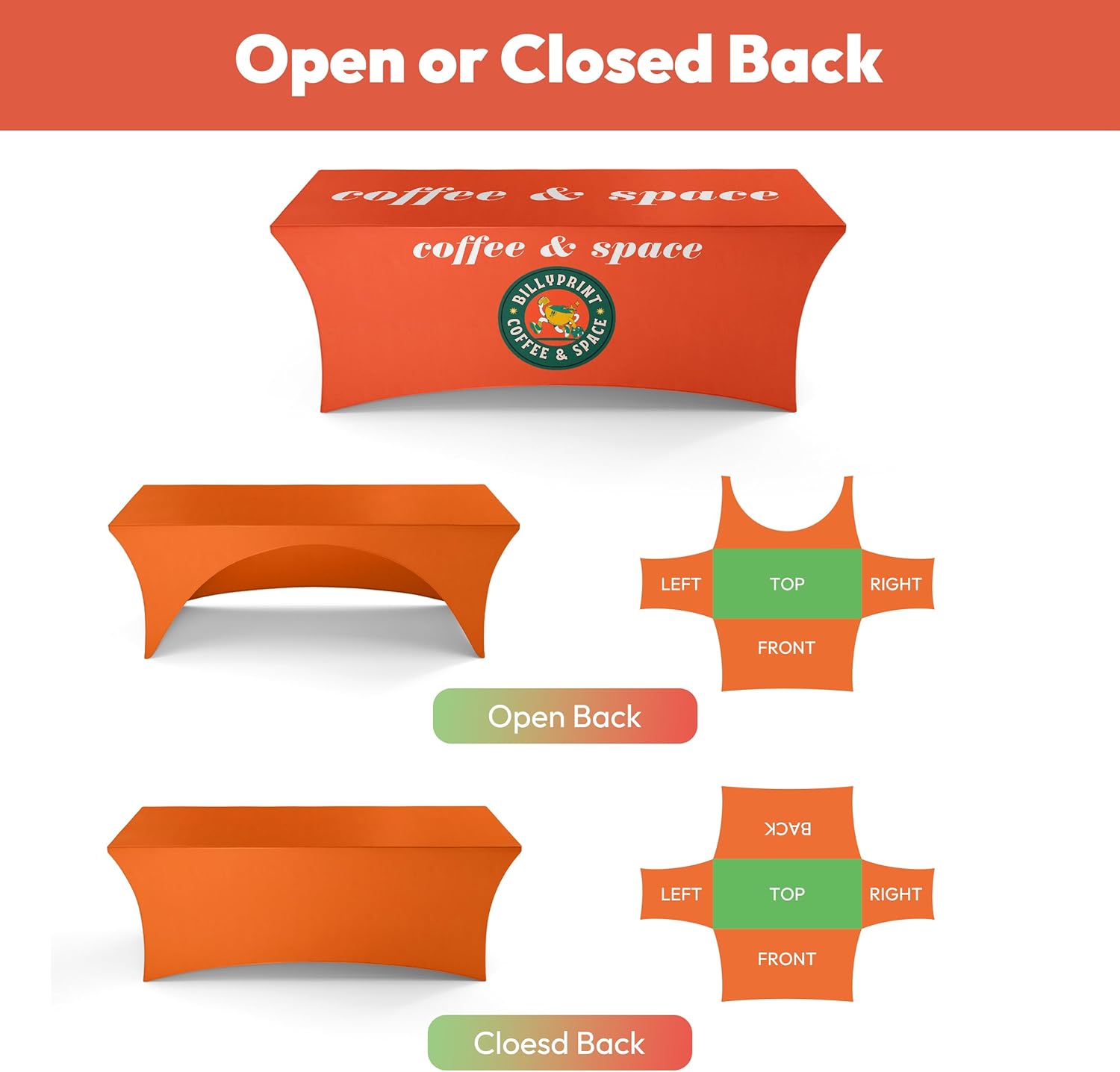 BillyPrint Custom Table Cloth with Business Logo 4FT 5FT 6FT 8FT Custom Table Runner for Tradeshow Events Birthday Wedding Anniversary Personalized Stretch Table Cover (Rectangular Spandex 6 FT)