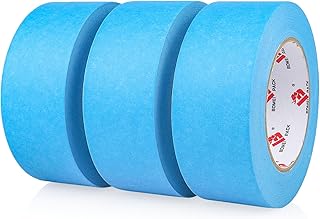 BOMEI PACK Blue Painters Tape 2 Inch Bulk, Blue Masking Tape 3 Rolls x 2 inch x 60 Yards (180 Total Yards) Residue-Free Painting Tape for Labeling, DIY Crafting, Decoration and School Projects