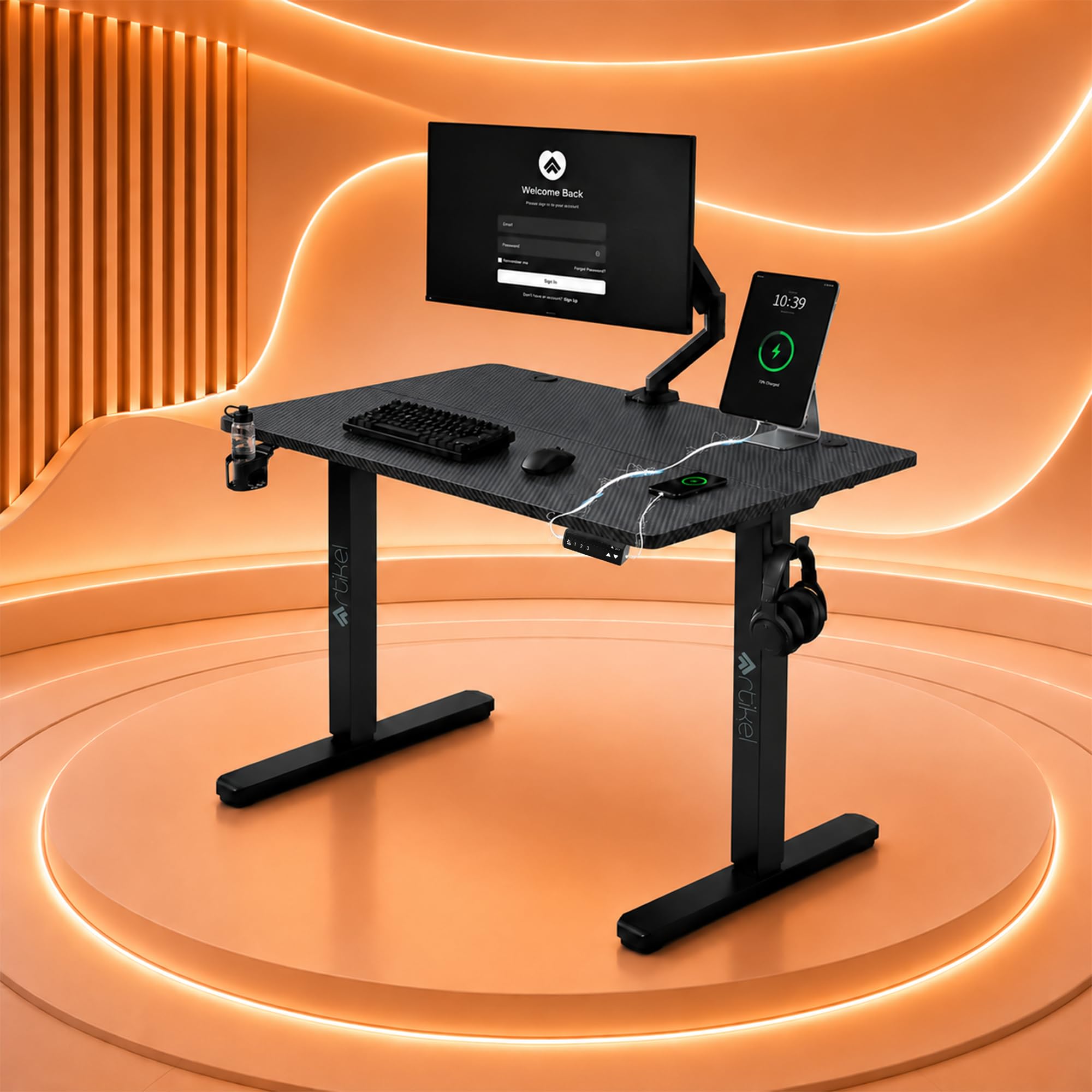 ARTIKEL Artidesk Eco-Neo Height Adjustable Table for Office Work 120x60cm | Electric Standing Desk | Ergonomic Sit Stand Workstation | USB-A & Type-C Charging | 3 Memory Presets | 80kg Load Capacity