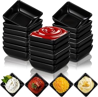 24 Pack Black Dipping Bowls, 3 oz Small Black Dipping Sauce Bowls For Sushi, Soy Sauce, Condiments, Plastic Soy Sauce Dipping Bowls Set, Durable Melamine, Dishwasher Safe