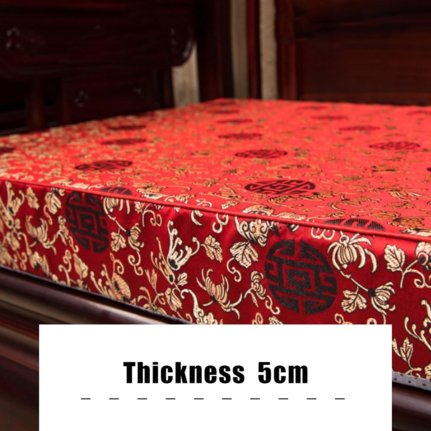Thickening Seat Cushions for Kitchen Chairs,Classical Chair Cushions for Dining Chairs Chinese Style Square Non Slip Chair Pads Red A 40x45x5cm