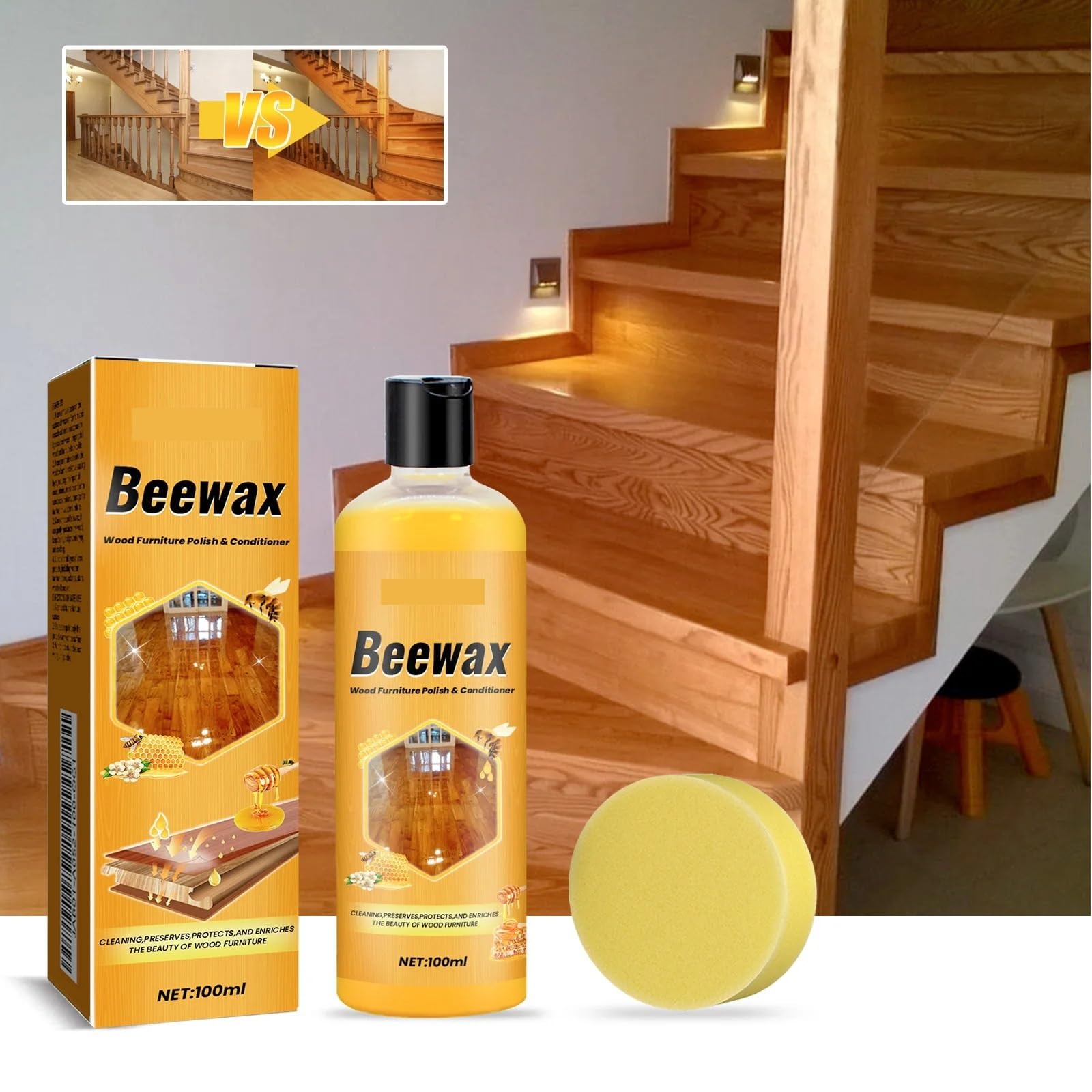 Limpiador de pisos Beewax Elimina manchas de suciedad Mejora el brillo Pulido Restauración Mantiene pisos de madera Muebles Limpiador de madera duradero(10PCS)