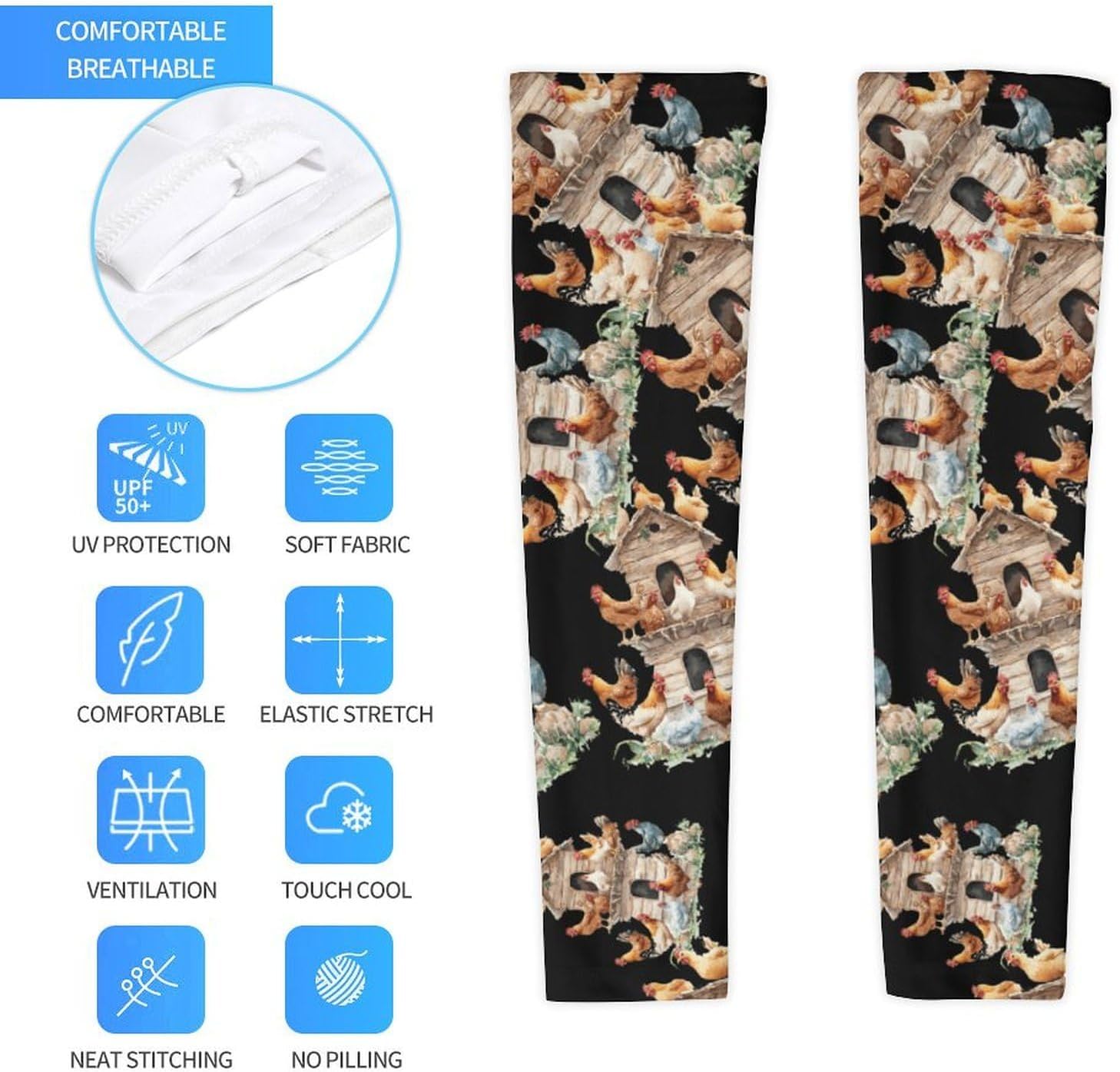 House On Chicken Arm Sleeves Sun Protection Sleeves Sports Cooling Arm Compression Sleeve for Men Women