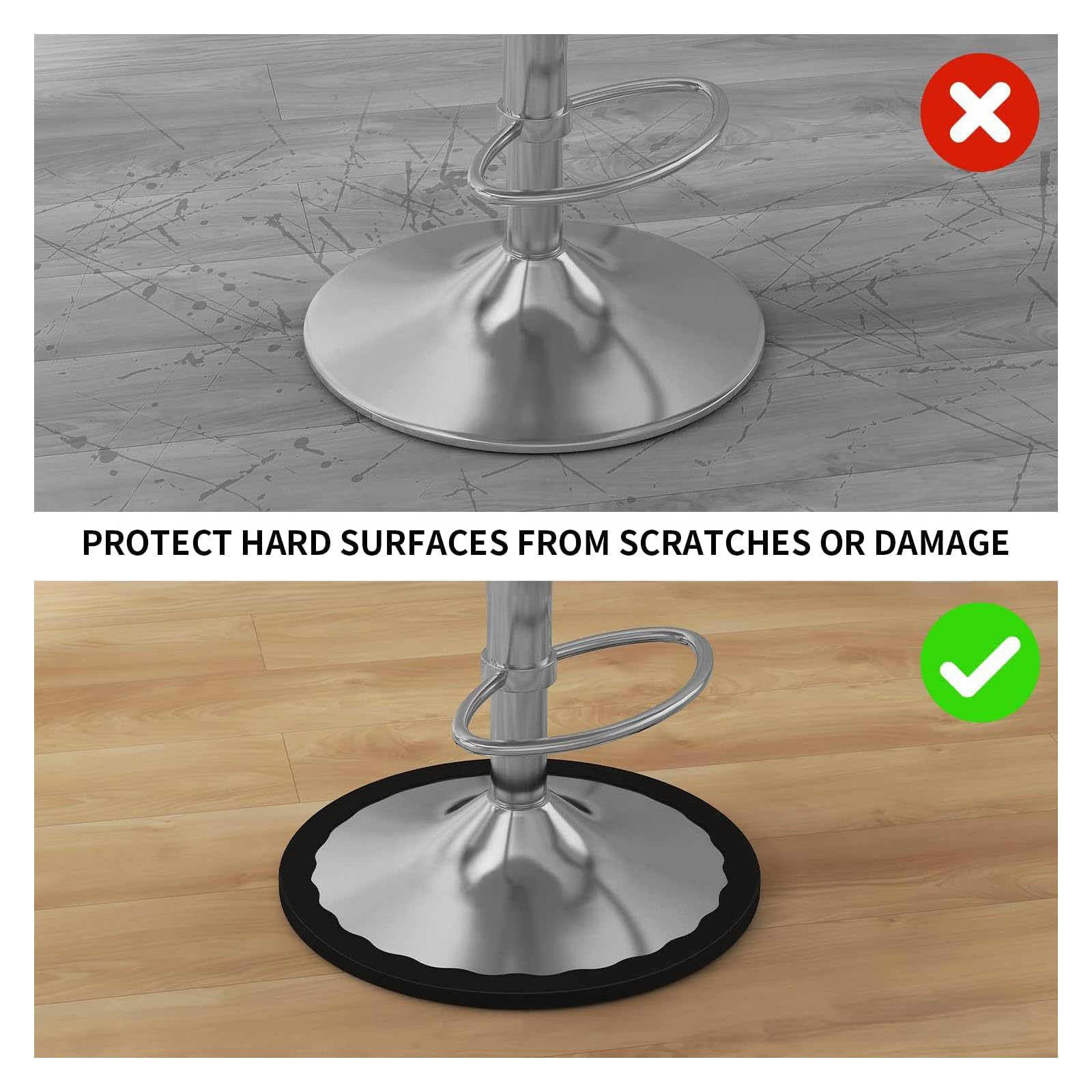 IUSOT 2pcs Bar Stool Leg Protectors Ring for 14.5" to 16.5" Round Base, Anti-Slip Bar Stool Silicone Cover - Image 4