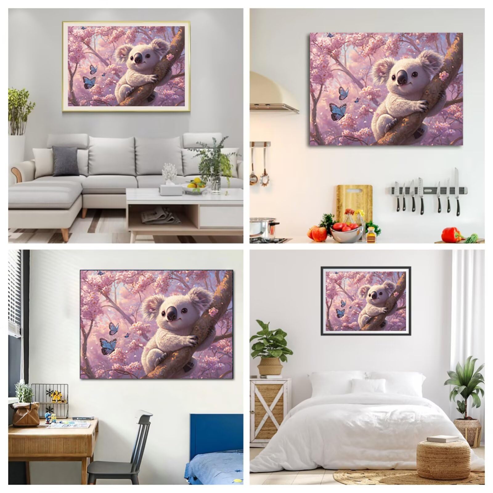 Malowanie po numerach, dla dorosłych, kwiaty wiśni, obraz olejny, koala po numerach, dla dzieci, początkujących, DIY, kolorowe obrazy akrylowe, hobby dla dorosłych i kobiet, z 3 pędzlami, dekoracja