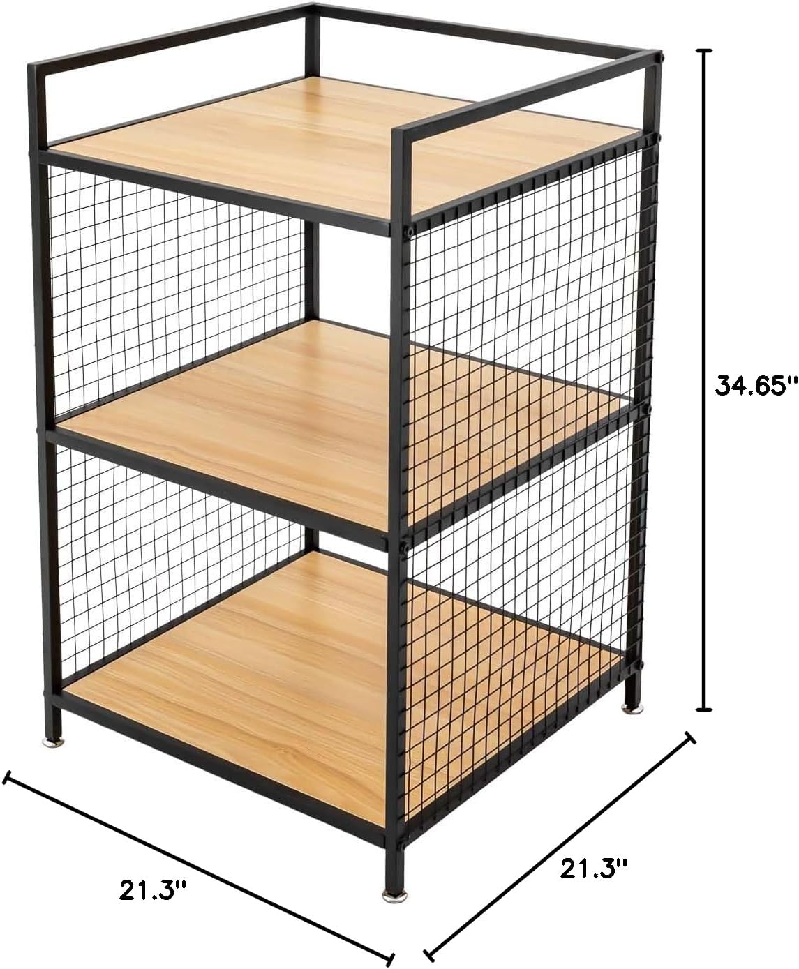 3-Tier Heavy Duty Shelving Unit, Small Bookshelf Rustic Wood and Metal Shelving Unit, Industrial Printer Rack with Wood Desktop & Iron Frame, Mobile Organizer Shelf for Printer, Supplies, Books