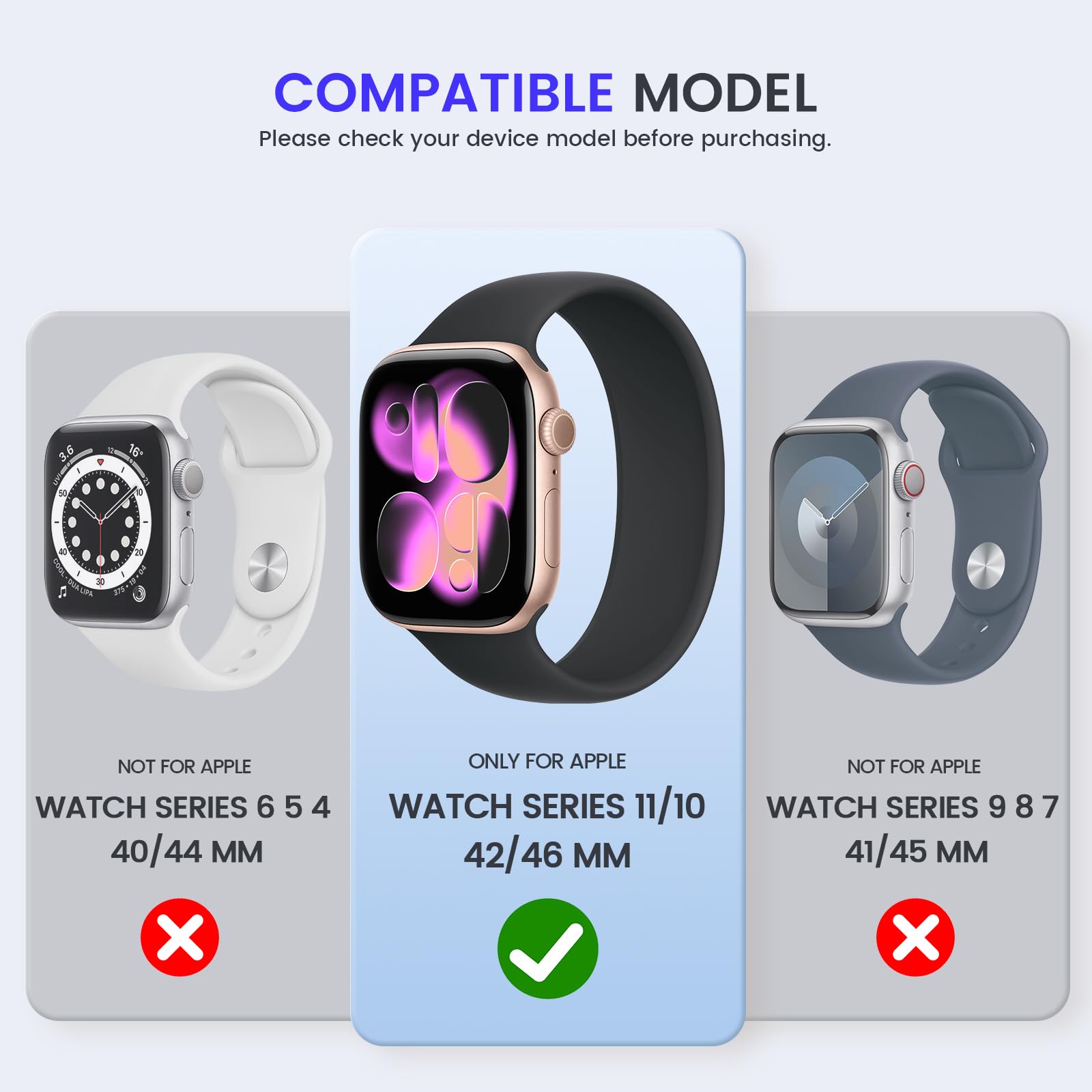 Kamita Wodoodporne etui kompatybilne z Apple Watch Series 10 42 mm z wbudowaną folią ochronną ze szkła hartowanego, twarde etui ochronne z poliwęglanu (różowe złoto)