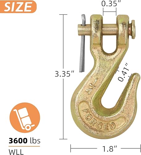 Miniatura 2 de Gancho de agarre de horquilla de 14 de pulgada, para aparejo, remolque, transporte, camión, remolque, 3600 libras, límite de carga de trabajo,
