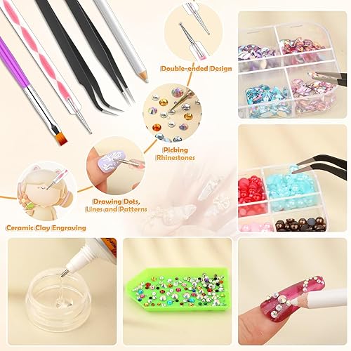 Miniatura 4 de B-7000 - Pegamento adhesivo para manualidades con diamantes de imitación, pegamento de precisión para joyería con bolígrafo punteador, lápices