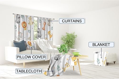 Miniatura 32 de MESHELLY Cortinas de safari para niños, 42 pulgadas de ancho x 63 pulgadas de alto, bolsillo para barra, lindos animales de dibujos animados