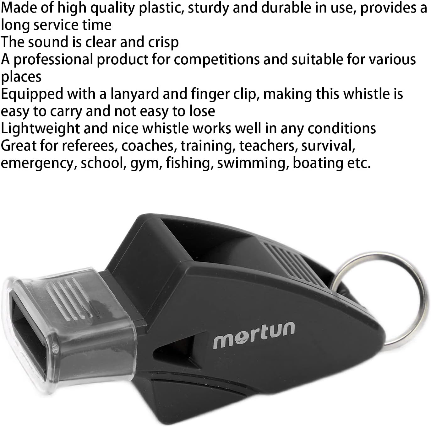 Sports Whistle, Professional Loud Plastic Whistle with Lanyard and Finger Clips, for Referees Coaches Training Teachers School Gym Boating