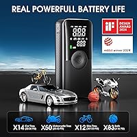 Vista 4 de CARSUN Inflador de neumáticos inalámbrico, compresor de aire portátil, bomba de neumáticos de automóvil con pantalla dual digital, bomba de aire