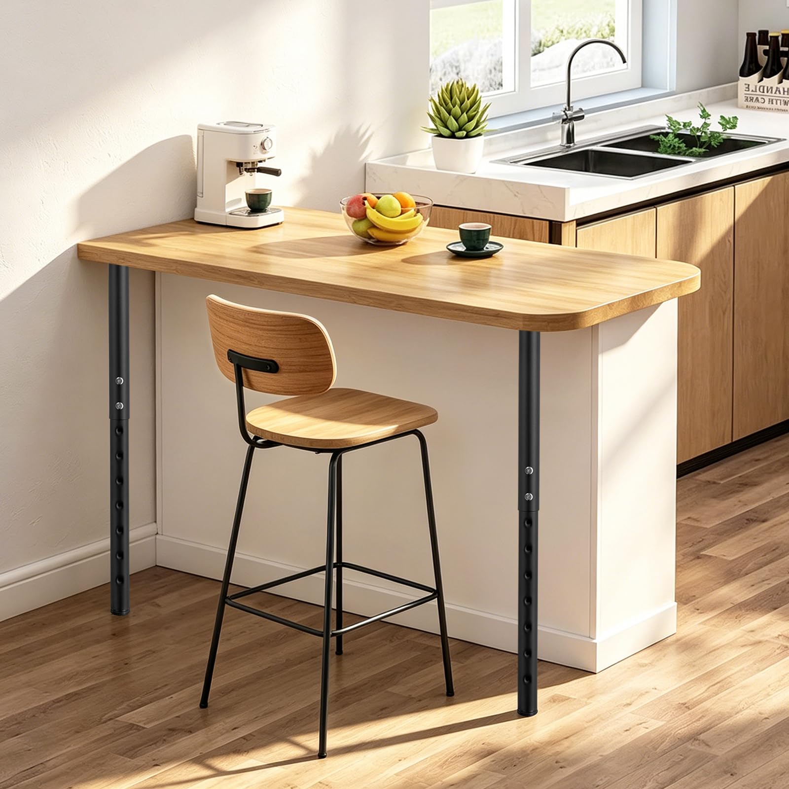 Jahof Gambe Regolabili per Tavolo, 55-90 cm, Gambe per Mobili in Metallo, Ø42/38 mm, Piedini per Tavolini, Scrivania, Camper, Bancone da Bar, Kit di 4 (Nero)