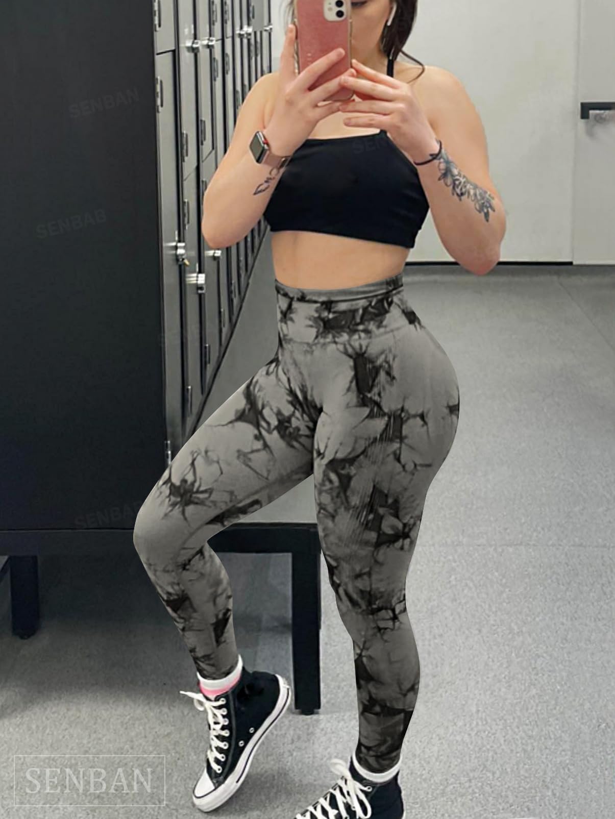 SENBAN Leggings con levantamiento de glúteos para mujer, cintura alta, sin costuras, pantalones de yoga, entrenamiento, gimnasio, mallas de compresión