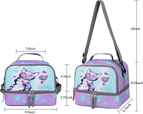 Miniatura 4 de seastig Mochila con ruedas de 18 pulgadas de doble asa para niños, mochila con ruedas y bolsa de almuerzo para niñas y niños