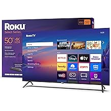 Roku Smart TV 2025 &ndash; 50-Inch Select Series, 4K HDR TV &ndash; RokuTV with Enhanced Voice Remote &ndash; Flat Screen LED Television with Wi-Fi for Streaming Live Local News, Sports, Family Entertainment