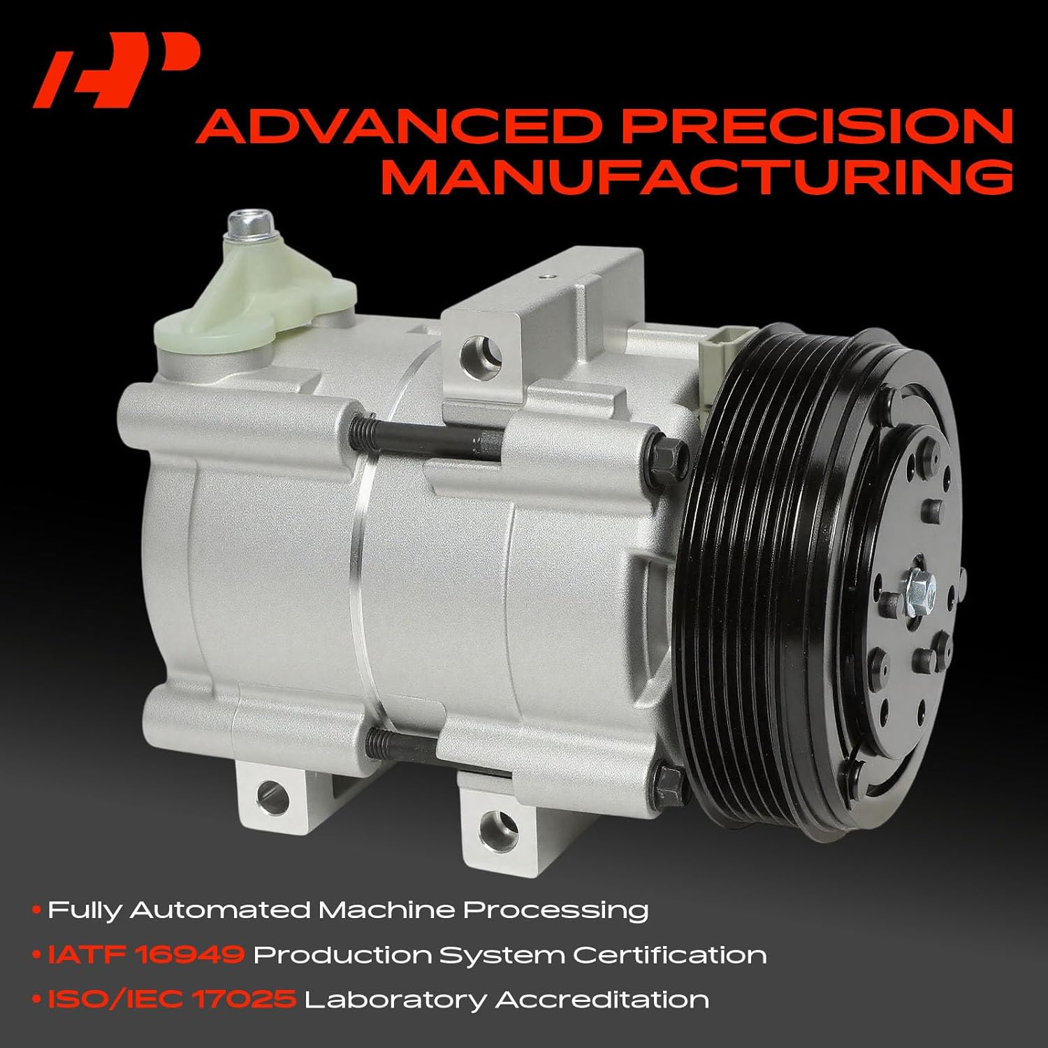 A-Premium Air Conditioner AC Compressor with Clutch Compatible with Ford F-150 2002-2004, F-150 Heritage, F-250 F-350 Super Duty 2002-2007, F-450 Super Duty 2002-2005, F-550 Super Duty 2001-2002, F53
