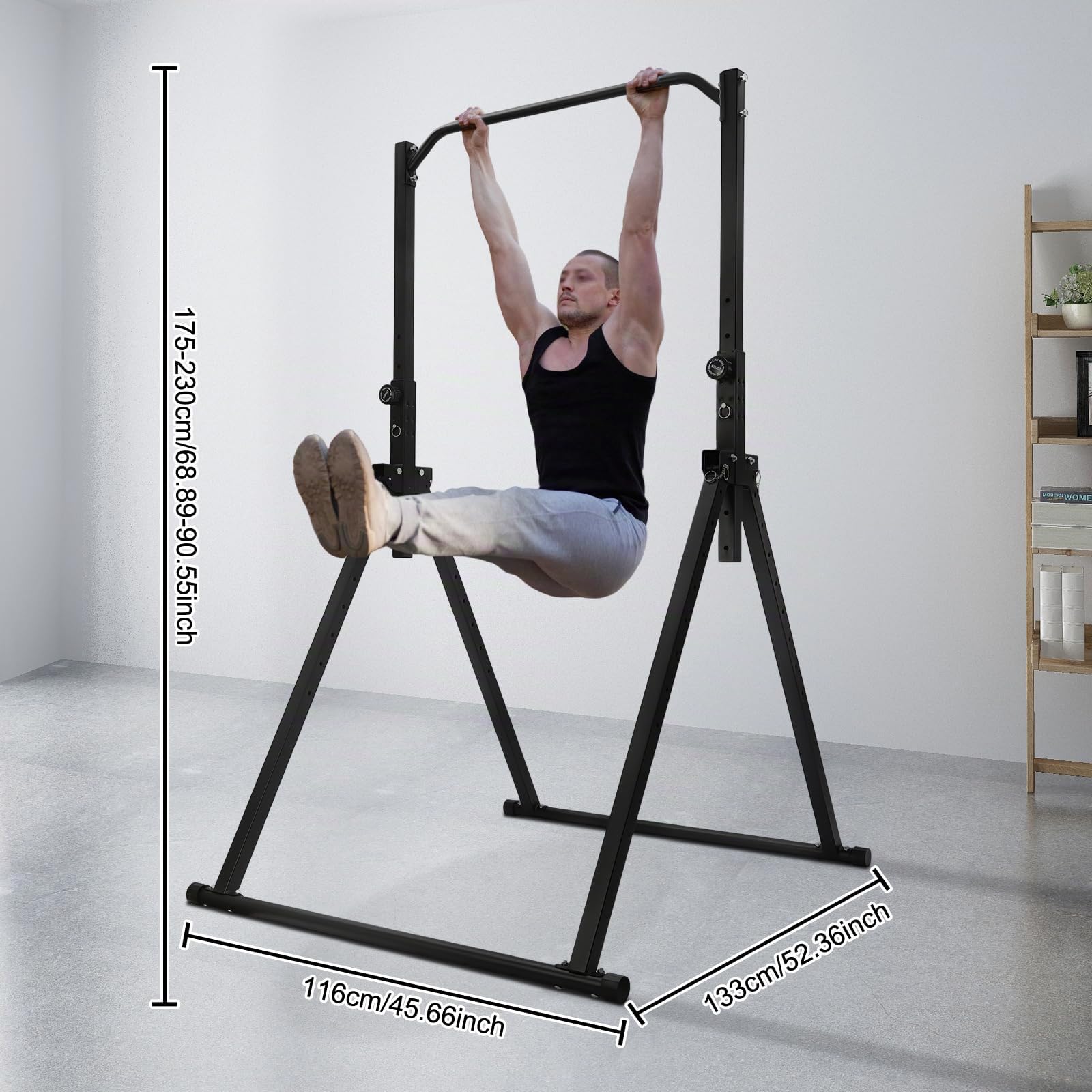 Klimmzugstange, Power Rack, Power Tower aus Metall, Klimmzugstange Freistehend, Einstellbare Höhe, bis 200kg, für Zuhause, Gymnastik, Calisthenics