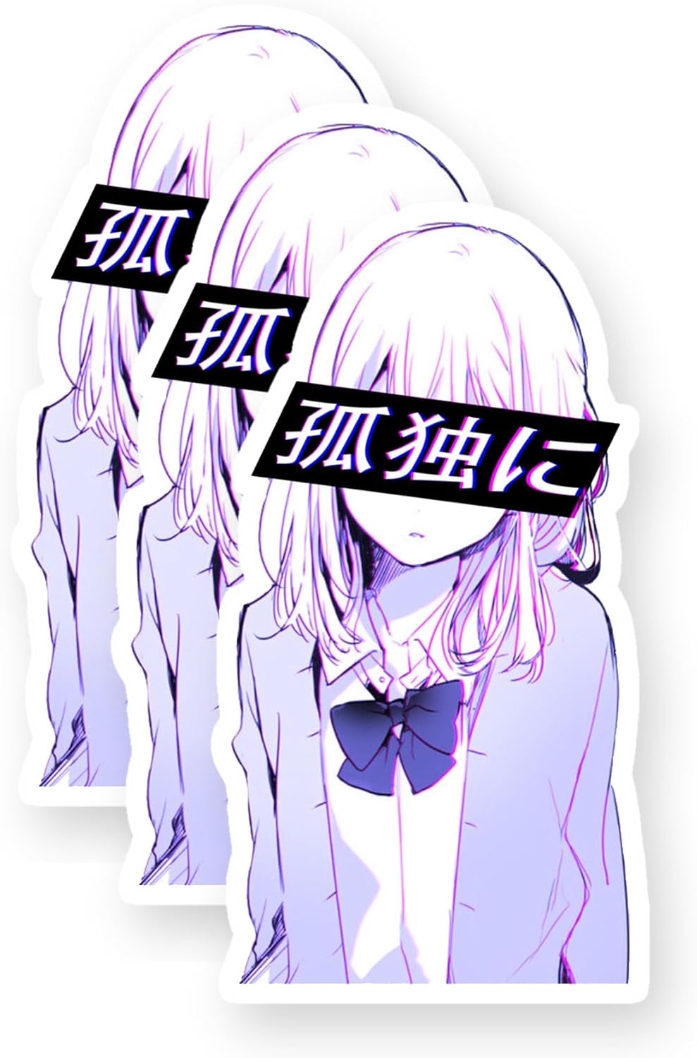 All Alone - Sad Japanese Anime Aesthetic Vinyl Stickers 3 Pack 3 Inch