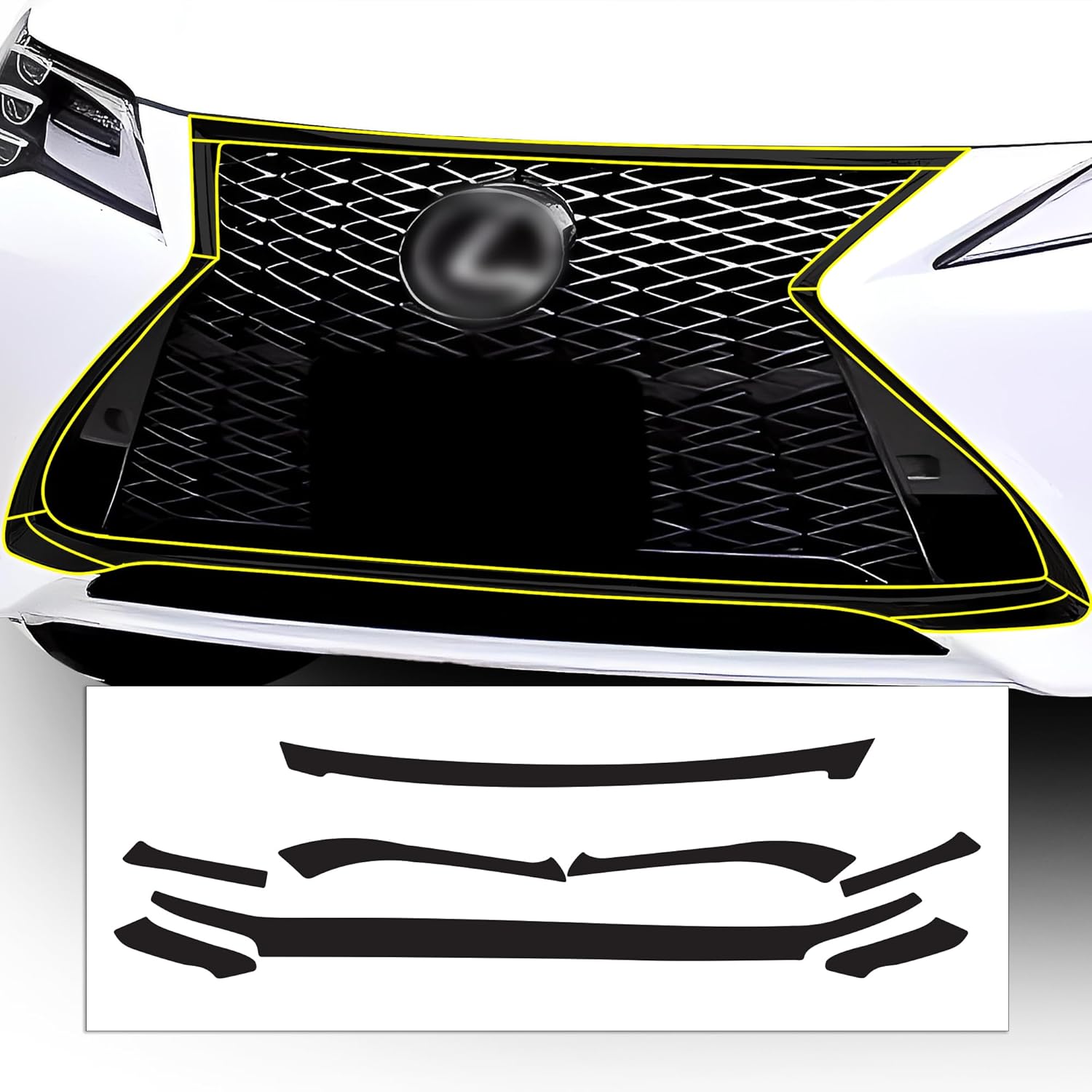 BOGAR TECH DESIGNS Front Chrome Delete Overlays Compatible with Lexus RC 2019-2025, Gloss Black Front Grille Gloss Black ( similar 