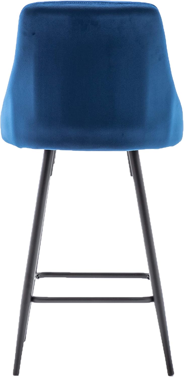 BTEXPERT Set of 4,Premium upholstered Dining 25" High Back Stool Bar Chairs, 4 Pack Blue Velvet, (5125-4)