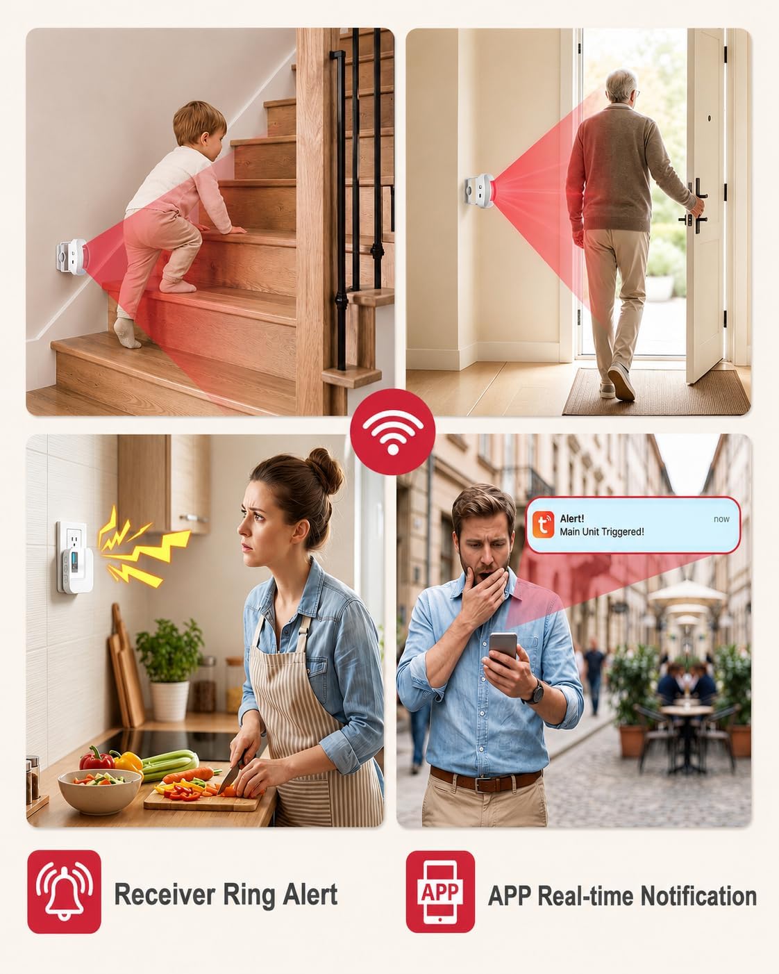 CallToU Wi-Fi Motion Sensor Door Chime, Smart Door Entry Alert with App Notifications, Instant Phone Alerts, Indoor Motion Detector for Home Business Store, Caregiver Reminder for Elderly Dementia