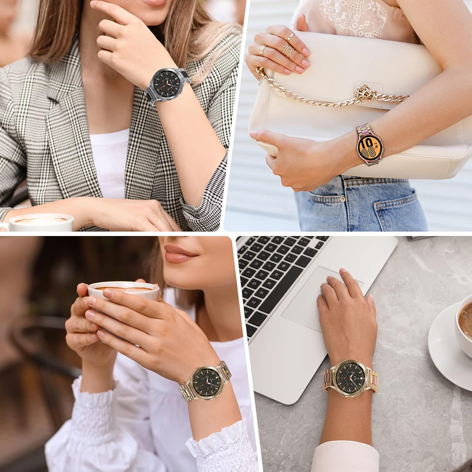 ORIbox 20mm Watch Bands Compatible for Watch Bands, Samsung Galaxy Watch 4 Band, Galaxy Watch Active 2 Bands, Galaxy Watch 4 , Galaxy Watch 3 41mm, Galaxy Watch 42mm, High-Grade Steel and Resin Metal Wristband for Men Women : Cell Phones & Accessories