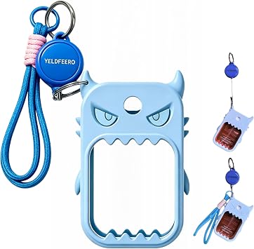 Silicone 1FL.OZ Hand Sanitizer Spray. Cute protective keychain holder with retractable lanyard & keyring. Bule