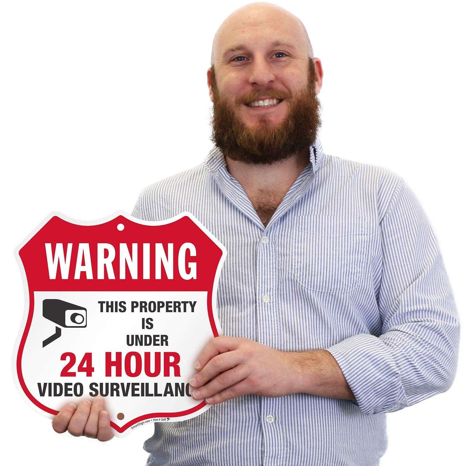 SmartSign Warning Sign - This Property is Under 24 Hour Video Surveillance | | 12" x 11.5" 3M Engineer Grade Reflective Aluminum, Made in USA