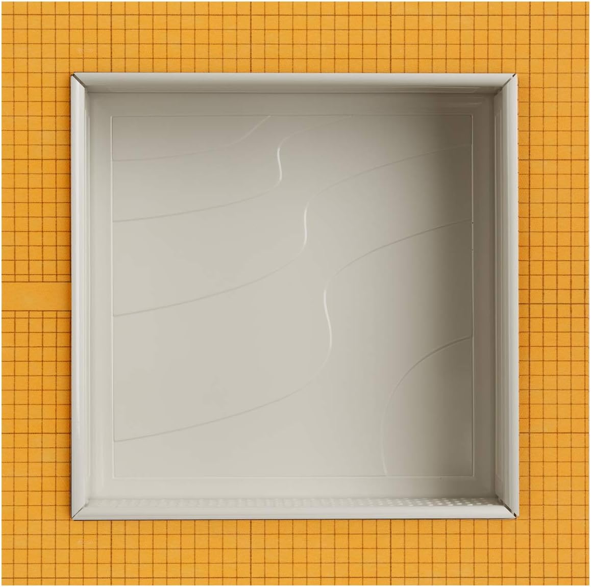 Questech Decor Shower Niche, 12x12 Recessed Shower Shelf, Schluter Kerdi Board Tile Ready Niche Insert, Shower Organizer Bathroom Storage, Decorative Wave Tile, Gray Polished