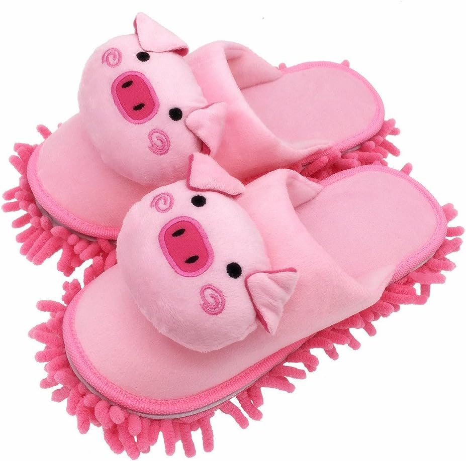 Selric Cute Piggy Mircofiber Dusting Slippers Closed Toe
