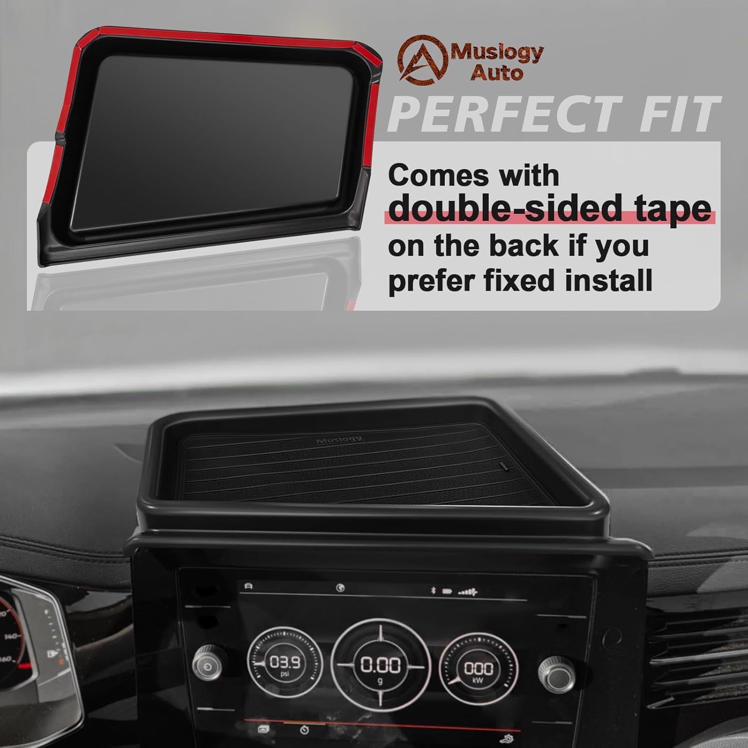 Muslogy Dashboard Storage Box Compatible with 2025 2026 Volkswagen Jetta Accessories Center Console Organizer Insert Tray Divider Anti-Slip Mat Fit For 2025 Jetta S SE Sport SEL GLI, Fit 8-inch Screen